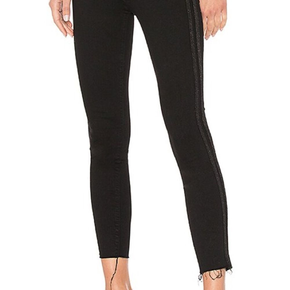 MOTHER high waist looker ankle fray guilty party racer black Jean size 24